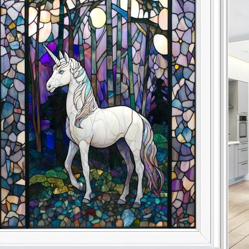 Vinilo decorativo de ventana con diseño Fantasy Unicorn 17.7x23.6 pulg miniatura 1