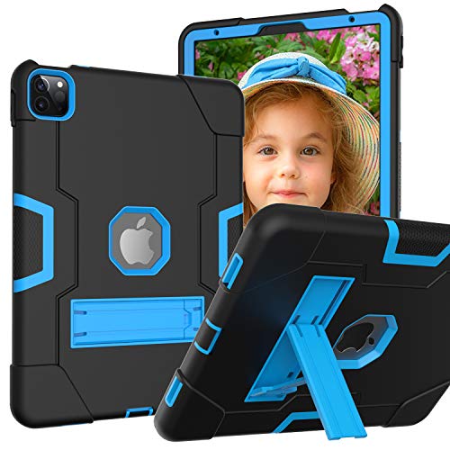 CWNOTBHY Case for iPad Air 4 10.9 Inch 2020 / iPad Pro 11 Inch, Hybrid Rugged Protective Case with Kickstand for iPad Air 4th Generation (Black/Blue)