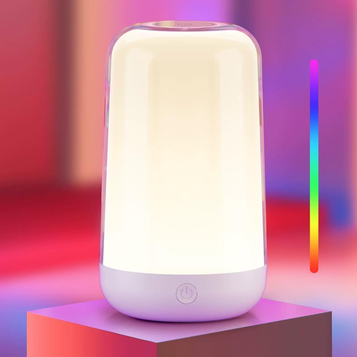 FRIDEKO HOME Nachttischlampe Touch Dimmbar RGB Farbwechsel Warmes LED Nachtlicht Kinder, USB Aufladbar Stilllicht Touch Lampe Tischlampe Kabellos für Schlafzimmer Wohnzimmer