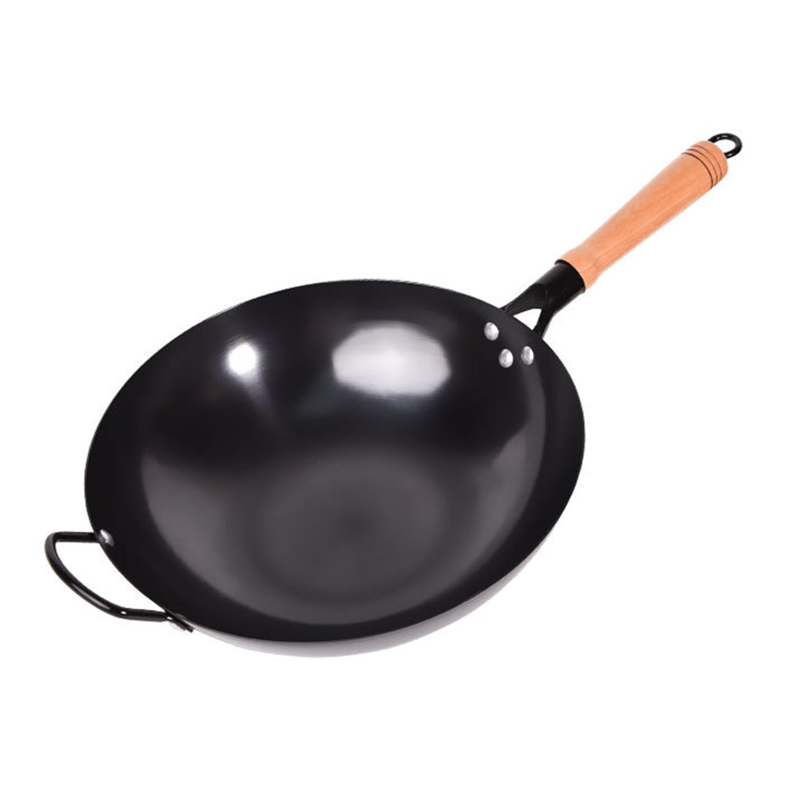 Wok di Ferro, Wok sul Fondo Piatto Non Rivestito E Padelle di Frittura Antiadere(Size:36CM)