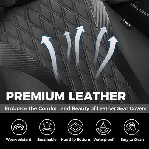 Image of FLORICH Seat Covers Full Set, Leather Seat Covers for Cars, Waterproof Car Seat Protector Breathable, Front and Rear Seat Covers for Cars, Automotive Seat Covers Universal Fit for Most Car SUV Truck