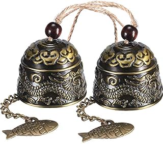2 Pieces Fengshui Bell Vintage Dragon Bell Fengshui Wind Chimes for Home Garden Hanging Good Luck Blessing