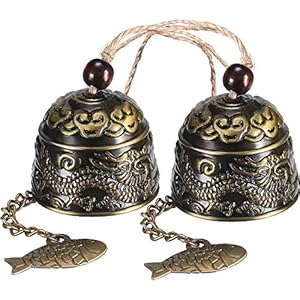 2 Stuks Fengshui Bell Vintage Draak Bell Fengshui Windklokken voor Thuis Tuin Opknoping Goed Luck Zegen