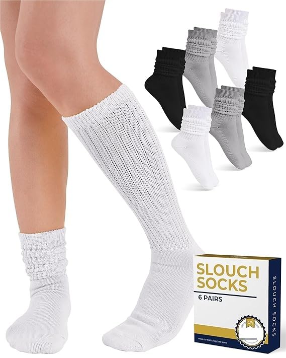 6 Pairs Knee High Slouch Socks for Women | Soft Scrunch Slouchy Socks | Multicolor Stylish & Cozy Socks-picture-50