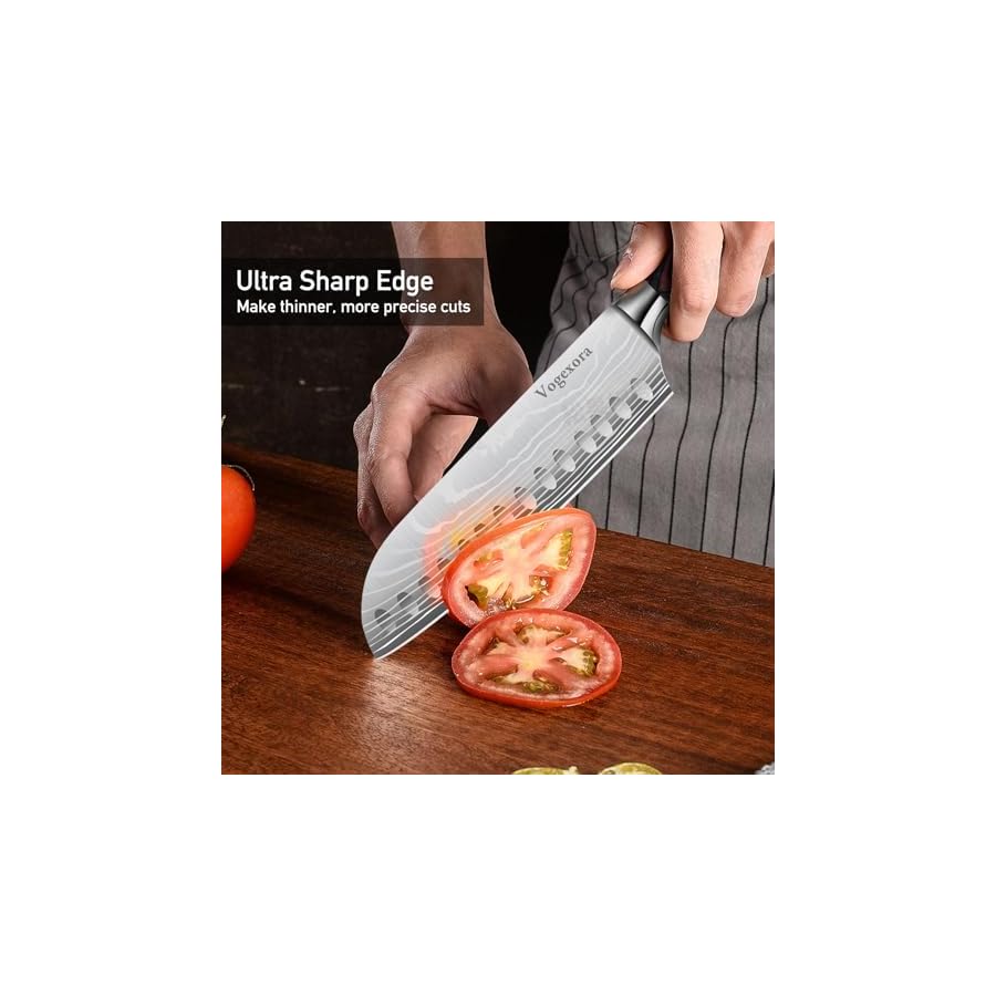 5 Pcs Chefs Kitchen Sharp Knife Set - Japanese Professional Cooking Cutting Knives for Meat Vegetable Bread and Paring, High Carbon Stainless Steel Santoku