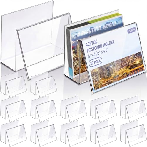 Vicenpal 4 Pcs Clear Acrylic Postcard Holder Stand, Office Home School by Vicenpal - Used condition - US$14.58