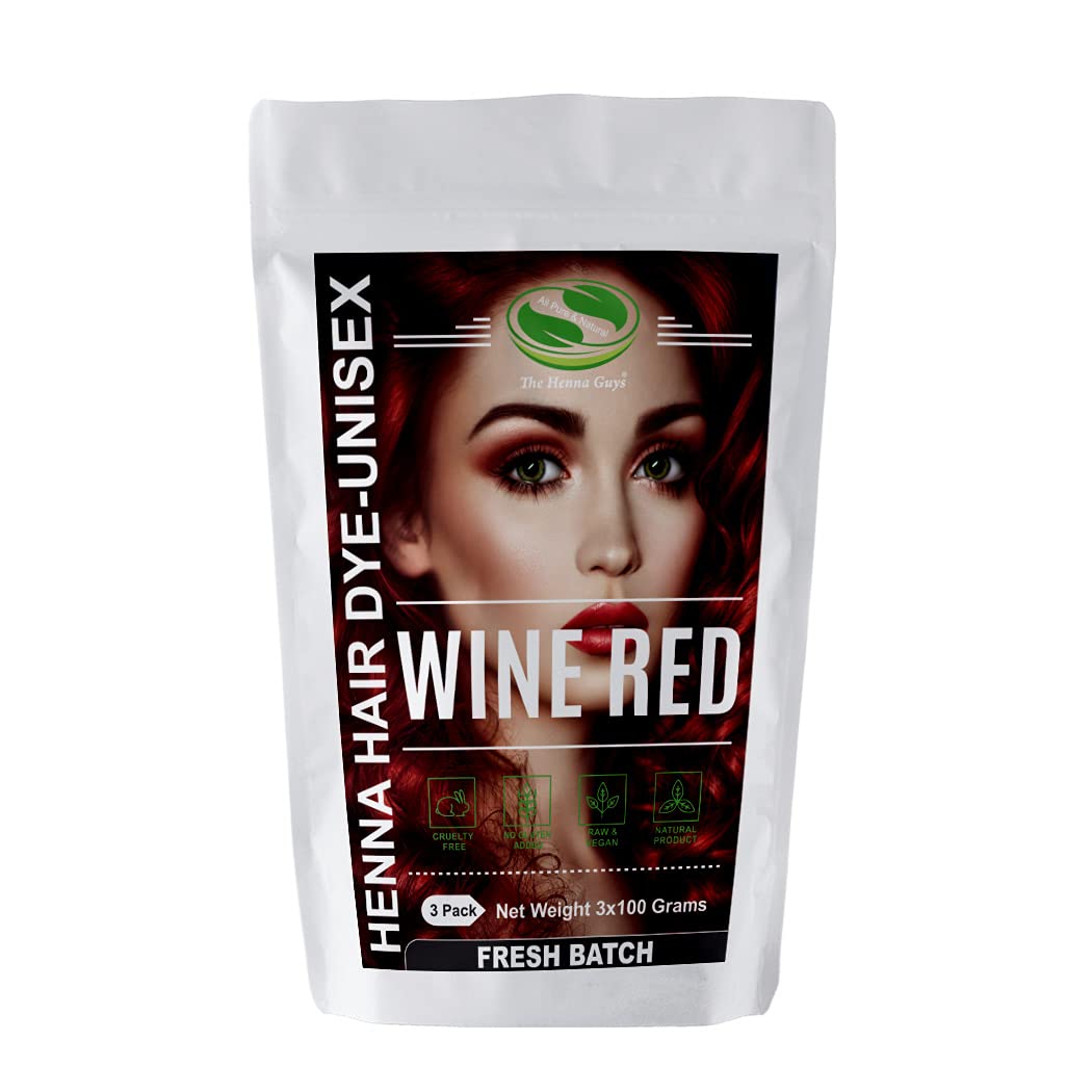 Wine Red Henna Hair & Beard Dye/Color - 3 Pack - The Henna Guys