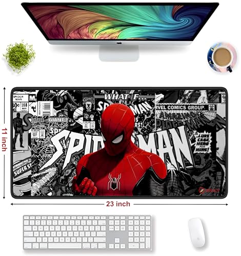 Image of Extended Gaming Mouse Pad 58.5 x 28 cm Web Hero Print - Big Desk Mat with Smooth Tracking, Rubber Grip Base & Easy-Clean Surface