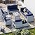 11-Piece Patio Furniture Set, Outdoor Patio Furniture with Fire Pit Table, Swivel Chairs Set, Thick Cushions, Modular Patio Sofa, Dual-Strand Wicker Rattan, Rust-Resistant Frame, Navy Blue