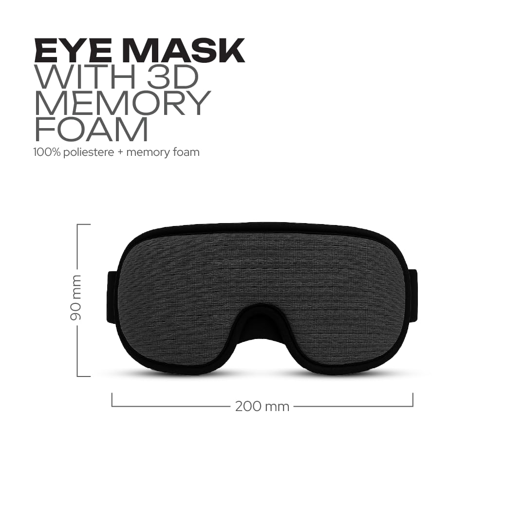 Brezza - Mascherina Occhi per Dormire - Senza Pressione sugli Occhi - Ergonomica - Blocco Totale della Luce - Morbida e Confortevole - per il Sonno, Viaggi, Aereo - Fascia Regolabile - in Memory