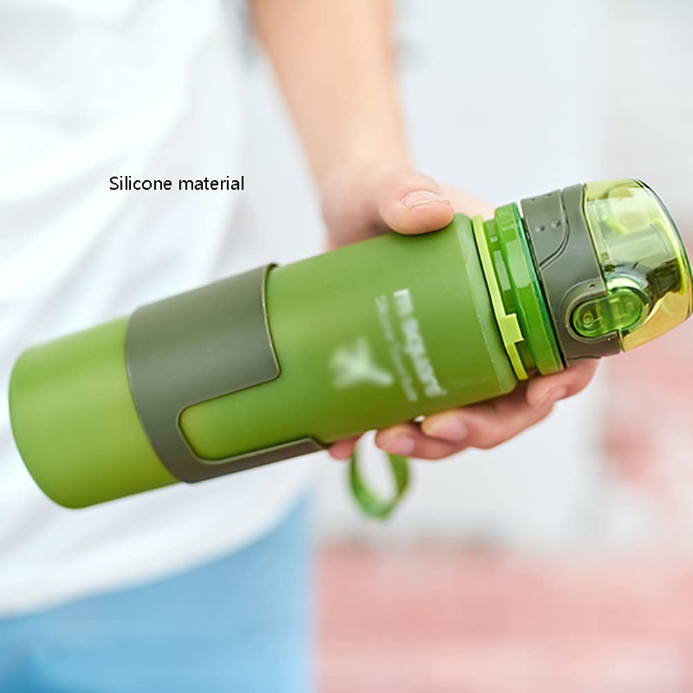 Bouteille de sport Bouteille de sport Bouteilles en silicone pliables Bouteille d'eau pliable Légère pour voyage Randonnée Sports Camping Bouteilles d'eau (Couleur : Vert) (Bleu)