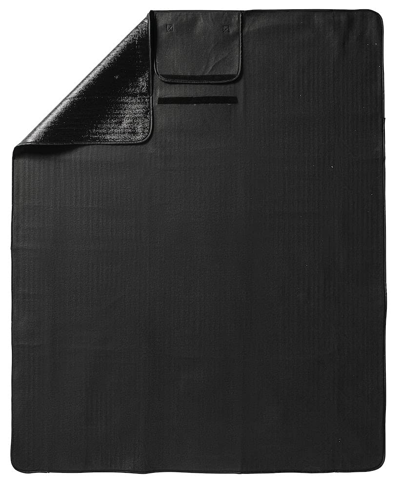 Sagaform City Picnic Decke Schwarz 130x170cm Outdoor Decke Picknickdecke Klein Stranddecke zusammenrollbar Extra Fach mit Reißverschluss Mit Tragegriff, 130 x 170 cm