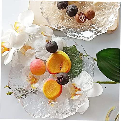 PRETYZOOM 1pc Creative Glass Salad Plate for Serving Desserts and Snacks Unique Irregular Design for Home Parties Weddings and Celebrations Food-grade Glass Dish for Appetizers and Sides