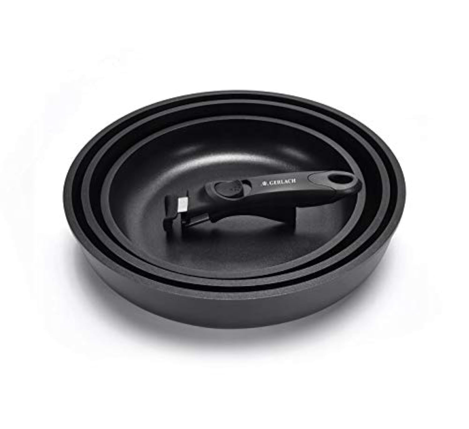 Gerlach Schwarz 1760 Set Of 3 Frying Pans 20/24/28 Cm Removable Handle With Non-Stick Coating Ilag Xera Hard 2 Ceramic Stainless Steel