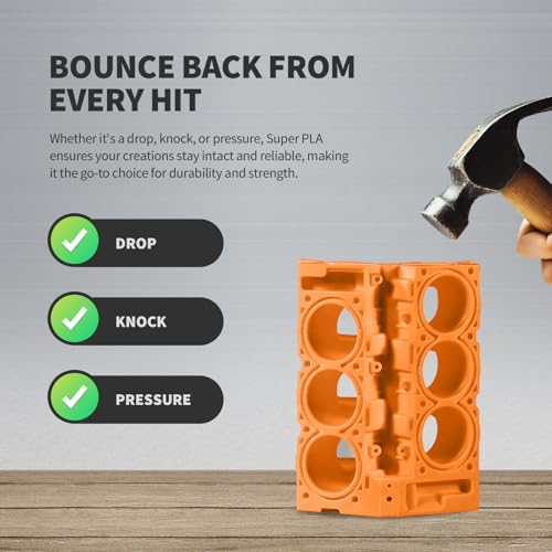 Image of OVERTURE Super PLA+ Filament 1.75mm, Toughness Enhanced PLA Plus | Professional Toughness 3D Printer Filament 1kg (2.2lbs), High Precision + /- 0.02mm, Fit Most FDM Printer (Orange)