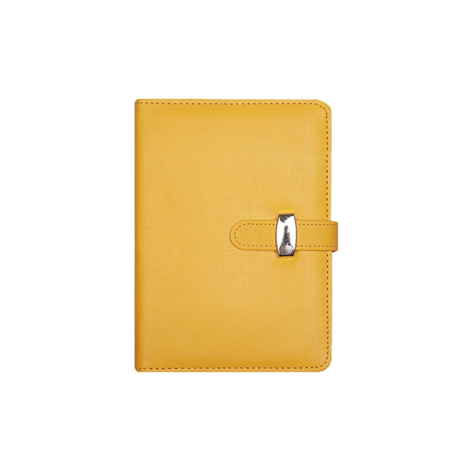 SagaSave A6 Yellow Pu Leather Business Notebook with Pen Slot and Card Slots Refillable Notepads for Men Women