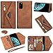 Vepbk Brieftasche Hülle für Xiaomi Mi 10T / Xiaomi Mi 10T Pro Handyhülle Handytasche Case Hülle Leder Geldbörse Tasche mit Reißverschluss Kartenfach Umhängeband Etui Wallet Cover Klapphülle,Braun