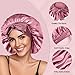 2Pcs Silk Hair Satin Bonnet for Sleeping Women,Large Satin Sleep Bonnets for Women with Elastic Tie Band Silk Hair Wrap with Ajustable Straps,Night Sleep Cap for Curly Braids,Black+Rose Gold