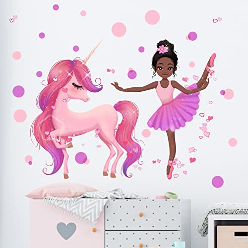Vinilo decorativo ballet niña unicornio para pared miniatura 3