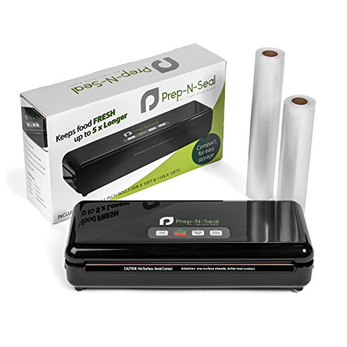 Prep-N-Seal Máquina selladora al vacío de alimentos con rollos de sellado térmico, kit para el hogar, automática, compacta, apta para la cocina, fácil de operar, almacena alimentos más frescos y