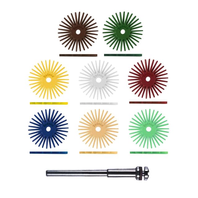 Dedeco Sunburst 1" TS Radial Disc Assortment – 66-Piece Kit – 1/8" Arbor – Multi-Grit Set for Cleaning, Smoothing & Finishing
