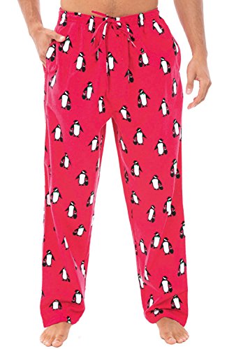 Alexander Del Rossa Men s Lightweight Flannel Pajama Pants, Long Cotton Pj Bottoms, Large Penguin Family Christmas Mother and Child (A0705R75LG)