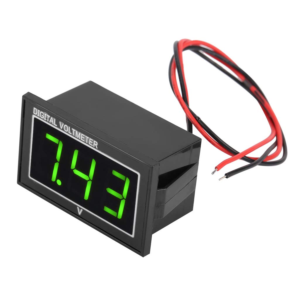 Voltage Meter, Voltage Panel, Wide Measuring Range Reverse Input 0.56Inch 3-Digit Led(Green, DC2.5-30V)