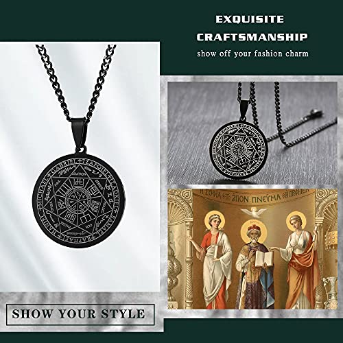 The Seal Of The Seven Archangels Amulet Pendant Necklaces Gabriel Uriel Jewelry Gift Witch Pagan Jewelry ,Black #TOP2