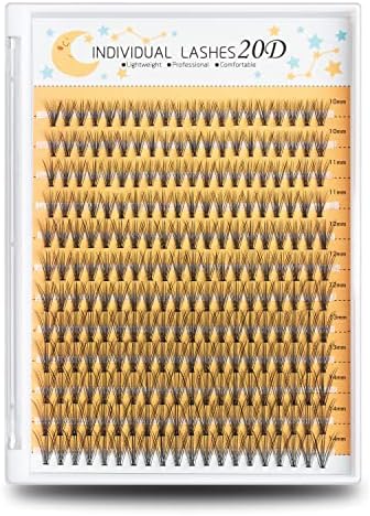20D Lash Clusters, Individual Lashes, 240 Pcs Individual Lash Extensions, Volume Soft Lightweight Thickness 0.07mm C Curl False Eyelashes 10/11/12/13/14mm (10-14mm, Mixed)