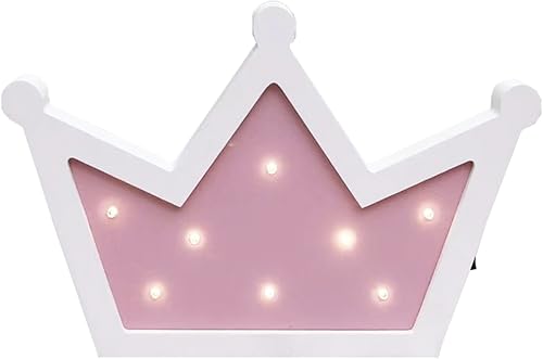Luz LED de corona rosa, decoración de pared de luces de corona, letrero de decoración de princesa Queen King para habitación de niños, hogar, sala