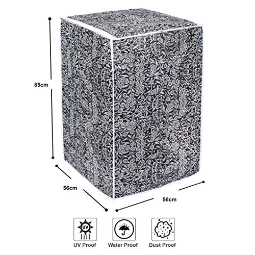 Image of Classic Top Load Washing Machine Cover Suitable for LG 6 Kg, 6.2 Kg, 6.5 Kg, 7 Kg (56cmsX56cmsX85cms, Black Flower)