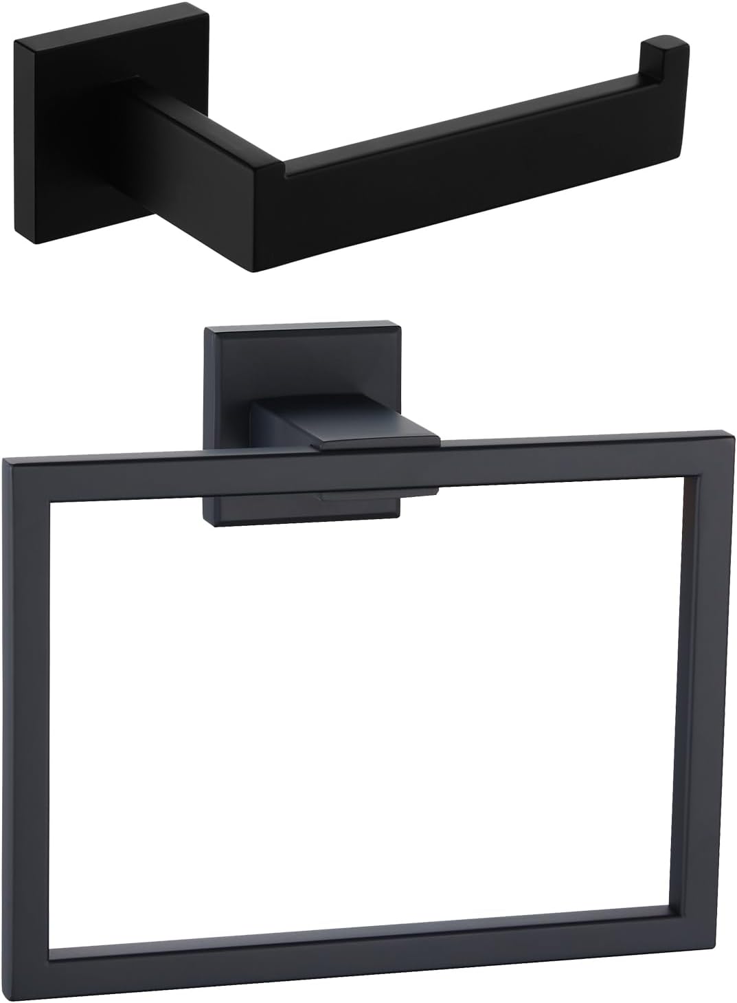 Angle Simple Towel Ring Bundle with Toilet Paper Holder (Matte Black)