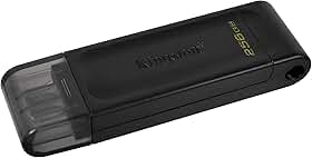 Kingston DataTraveler 70 256GB - Pen Drive USB-C 3.2 Gen 1 - Leitura até 70MB/s - DT70/256GB