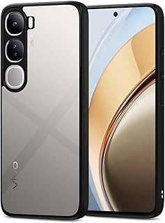 جراب لموبايل فيفو V40 لايت الجيل الرابع 4G بجودة عسكرية، حماية ضد السقوط، جراب خلفي شفاف من البولي كربونات مقاوم للخدش + ممتص للصدمات من البولي يوريثين الحراري، مضاد لبصمات الاصابع - اسود