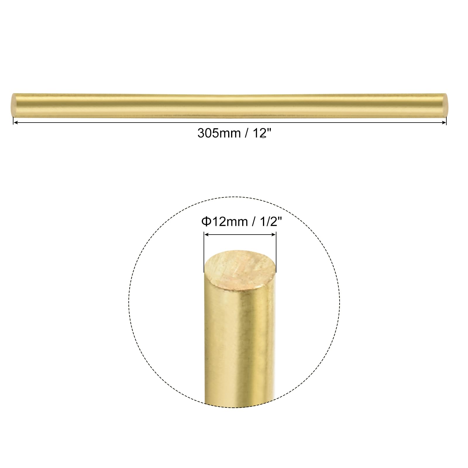 Tiges Laiton Rondes 6mm X 50cm - Lot De 2 Pour Bricolage, Modélisme Et Fabrication