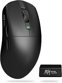 RK ROYAL KLUDGE M3 Ratón Gaming Inalámbrico Ultraligero 47g, PAW3950 Sensor 42000 dpi, 8K Wireless Mouse BT/2.4G/USB, 6 Botones Programables, Diseño Ergonómico, Batería 650mAh para PC/Consolas, Negro