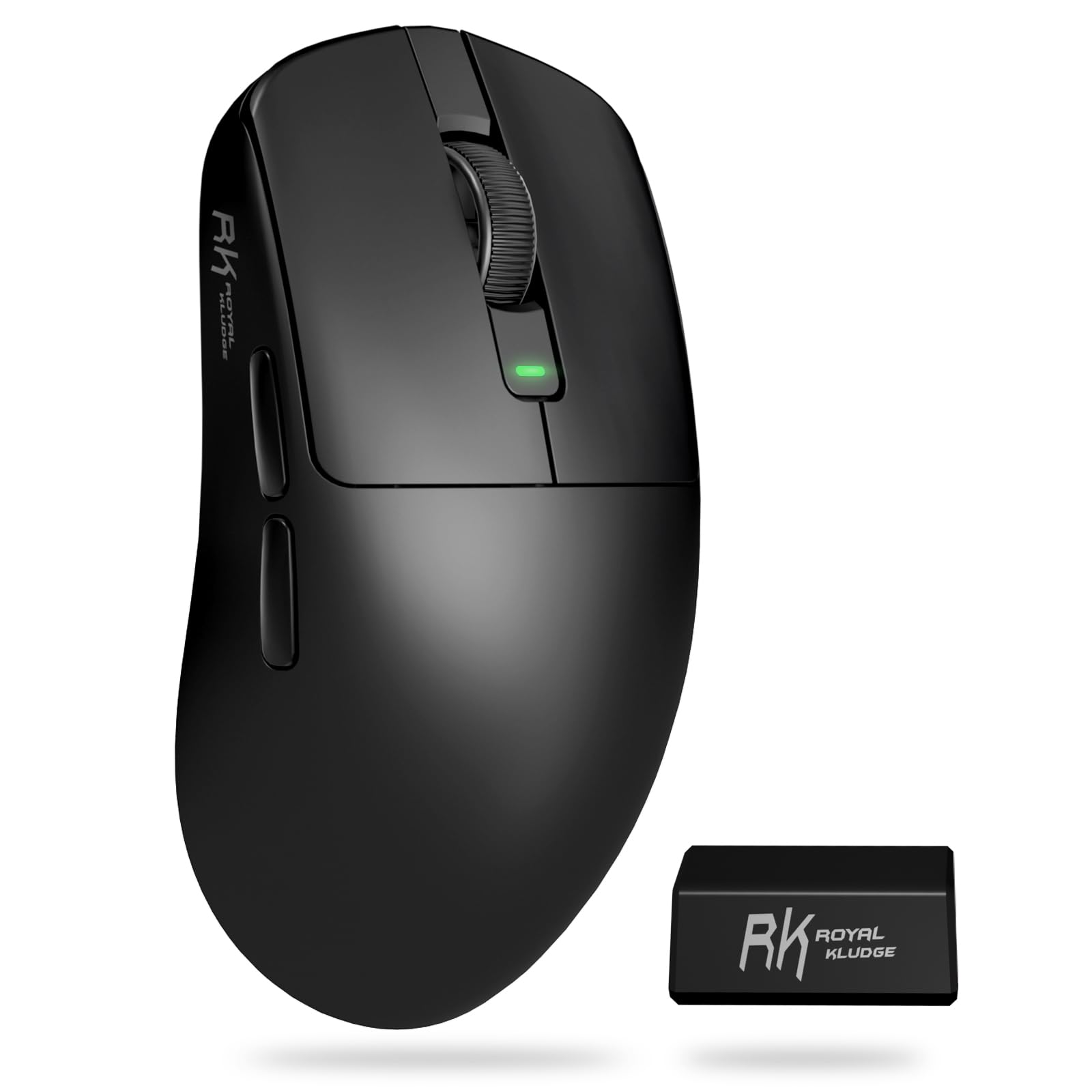 RK ROYAL KLUDGE M3 Ratón Gaming Inalámbrico Ultraligero 47g, PAW3950 Sensor 42000 dpi, 8K Wireless Mouse BT/2.4G/USB, 5 Botones Programables, Diseño Ergonómico, Batería 650mAh para PC/Consolas, Negro