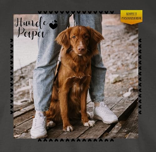 T-Shirt Herren - eigenem Bild - Hunde Papa Geschenk mit Foto personalisiert I Hunde Liebhaber Geschenk Hundebesitzer I Hundehalter Geschenke Hundepapa Geschenke für Hundefreunde - XL - Dunkelgrau