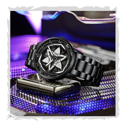 Image of Branded Men's Sport Quartz Watch Ninja Wheel Dial 360 Rotating Casual Fashion Stainless Steel Alloy Mens & Boy's Luxury Metal Gift Creative Watch