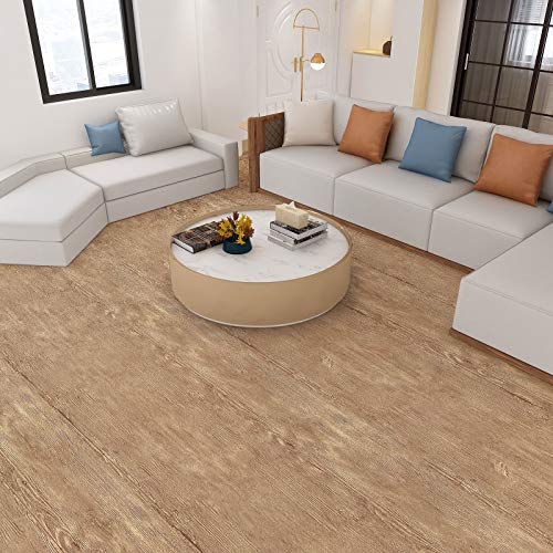Revestimiento de suelo de PVC, aprox. 3 ㎡/rollo de lámina de madera, autoadhesiva, aspecto de madera, grosor 0,35 mm, para suelo, pared, muebles (marrón)