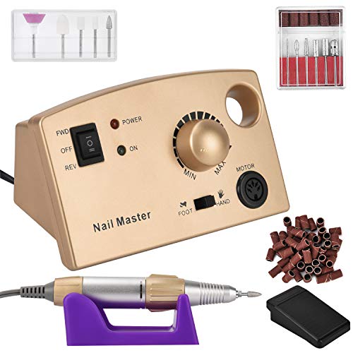 yinhua Professional Nail Drill Machine Acrylic Nail Drill Electric Nail Drill File 30,000RPM for Acrylic Nails Electric Nail Drill Machine for Home Salon Use Gold
