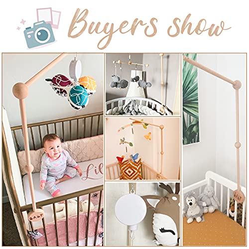 image for JETM·HH Baby Crib Mobile Arm Wooden Holder 30 inch Beech Hangers with
