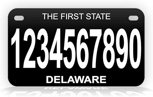 Miniatura 3 de Placa de matrícula personalizada estilo antiguo de Delaware en negro, tamaño para motocicleta, estilo de porcelana, reproducción personalizada,