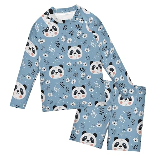 Panda Cute Animal Baby Boys' Toddler Long Sleeved Rashguard Swim Bathing Suit Set B0403386