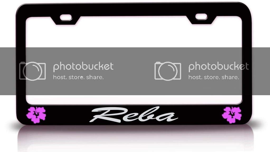 REBA Female Name Hibiscus Metal Car SUV Truck License Plate Frame Bl o18