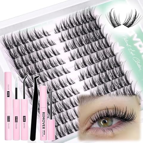 Cat Eye Lash Clusters Kit Spiky Eyelash Extensions Kit Natural Lash Extension Kit 120 Pcs Manga Cluster Lashes Kit with Lash Bond and Seal and Remover and Eyelash Tweezers Lash Kit for Beginners Cover