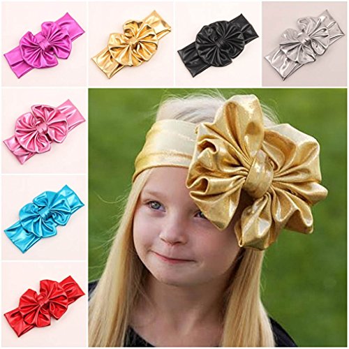JustMyDress Baby Girls Bronzing Gilding Headband Floppy Metallic Messy Big Bows HeadWrap JA61 (Gold)2