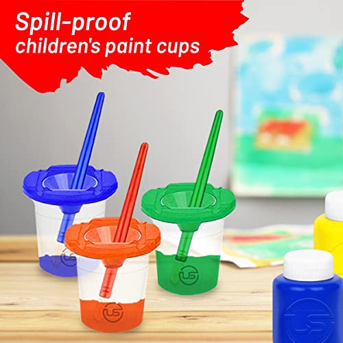 Image of The Mega Deals Kids Painting Set - Washable Non-Toxic Finger Paints (10 Colors of 2 oz) with 10 Paint Cups & 10 Brushes Mess-Free Toddler Art Supplies Painting Kit for Kids Gift Bundle