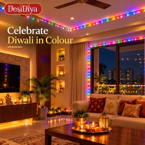 Image of Desidiya 5 Metre Multicolour LED Rope Light for Diwali Decoration, Flexible Bendable Pipe Light for Home, Balcony, Gate, Terrace & Ceiling Cove, Plug-in Decorative Lights for Christmas & Wedding