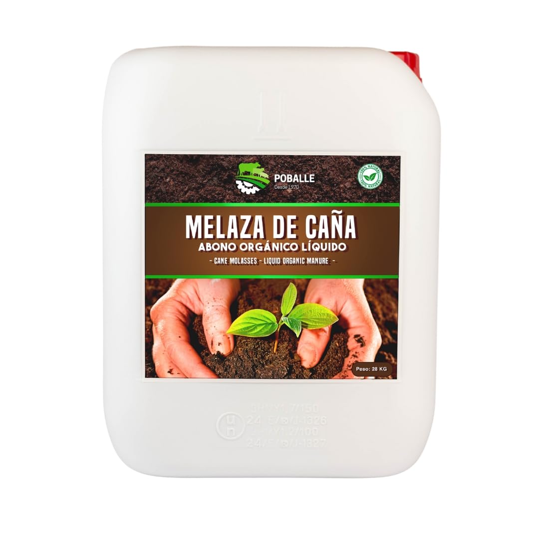 MELAZA POBALLE para COMPOST – Cultivo, cosechas y plantas. Garrafa de 28 kg de MELAZA de Caña de alta pureza.